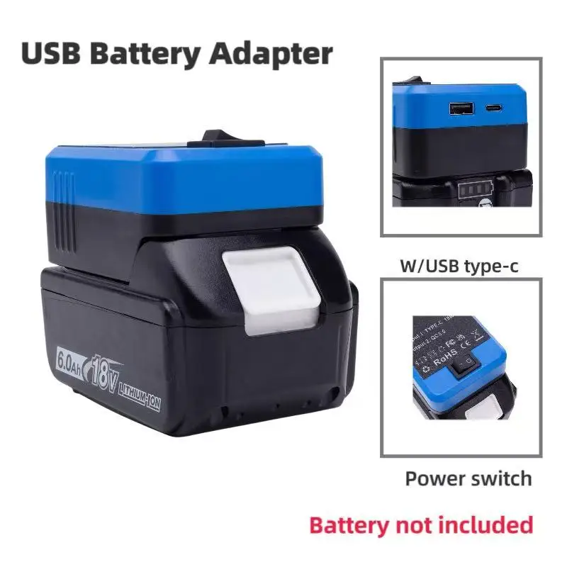 18W Wireless portable Converter  for  Makita 18v Lithium 18W  USB Battery Adapter Converter  W/USB C-type DC port(No Battery ）