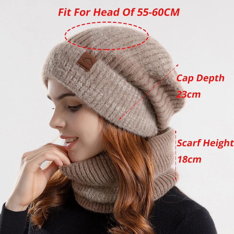 Ciepła czapka zimowa Zestaw szalików dla kobiet Plus Fleece Skullies Beanies Grube czapki z nausznikami dla kobiet Outdoor Windproof Snow SKi Cap