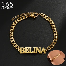 Trendy Custom Name Men Bracelet Stainless Steel Bold Letters Thick Chain For Boyfriend Male Jewelry Unique Christmas Gifts