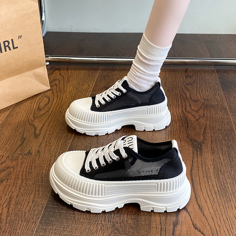 أحذية رياضية نسائية كلاسيكية من CRLAYDK ذات نعل سميك كاجوال برباط علوي أحذية نسائية صيفية قابلة للتنفس للمشي والتنس #5