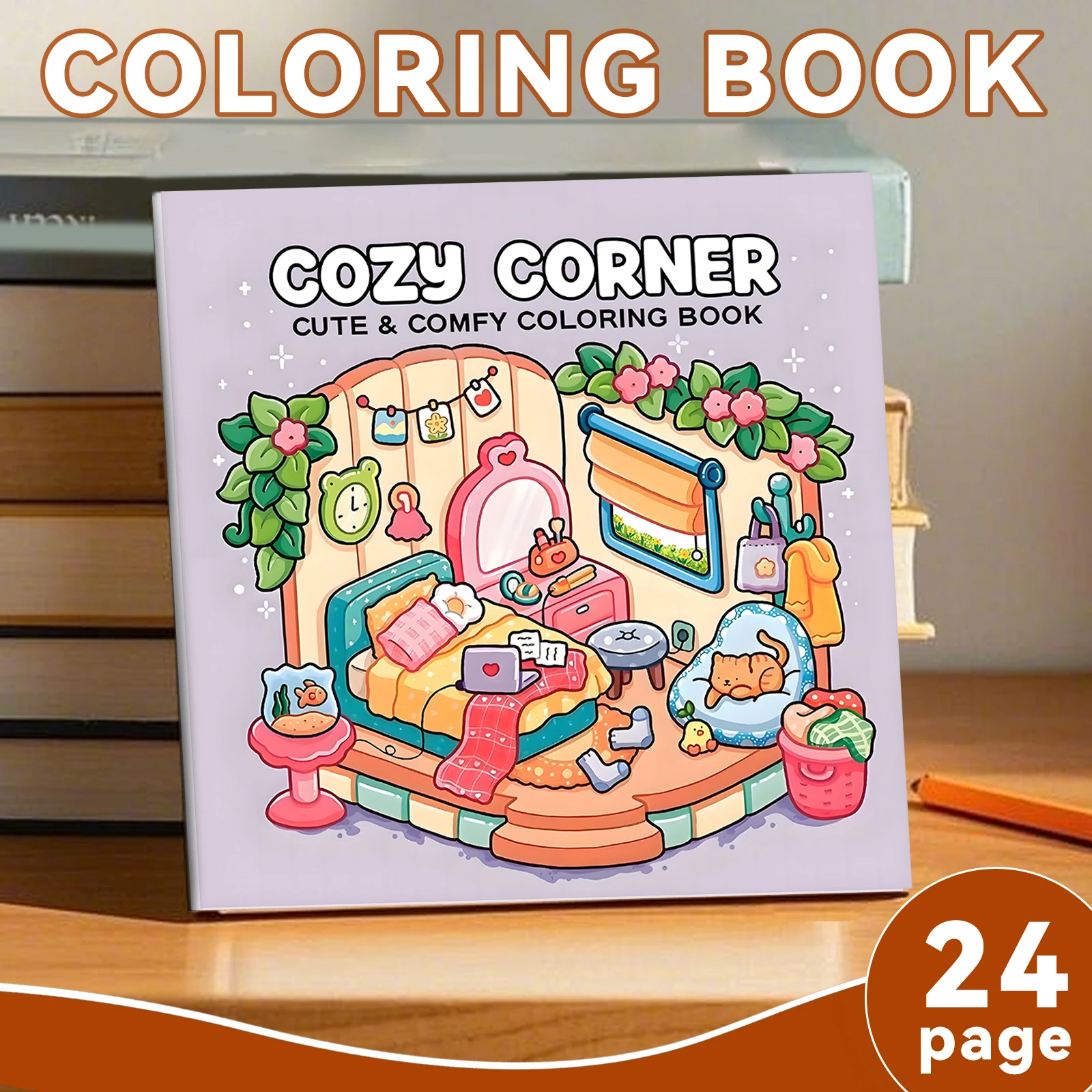 Coloring Book COZY CORNER CUTE & COMFY for Adults And Teens Featuring Educational Doodles Book For Relaxation Small Gift