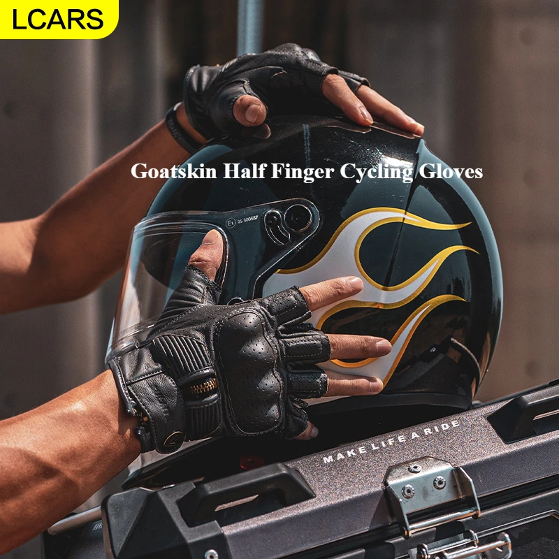 

LCARS-Goatskin half-finger cycling gloves,Motorcycle Gloves for Men Women,Summer motorcycle gloves