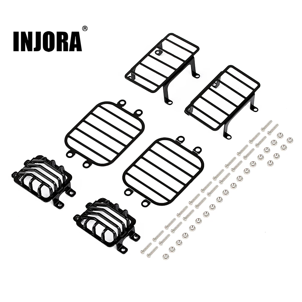 INJORA 6PCS guscio protettivo della copertura della luce posteriore anteriore in metallo per le parti di aggiornamento 1:10 RC Crawler TRX4 G500