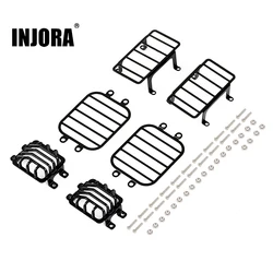 INJORA 6PCS Metal Front Rear Light Cover Protective Shell for 1:10 RC Crawler TRX4 G500 TRX6 G63 Upgrade Parts