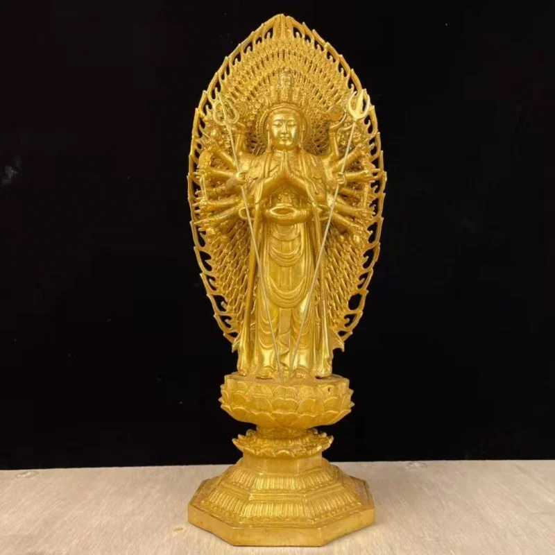 

Copper Gilt Thousand-Hand Kwan-Yin Decoration Guanyin Bodhisattva Goddess Buddha Statue Home Living Room Decorations Guanyin Sta