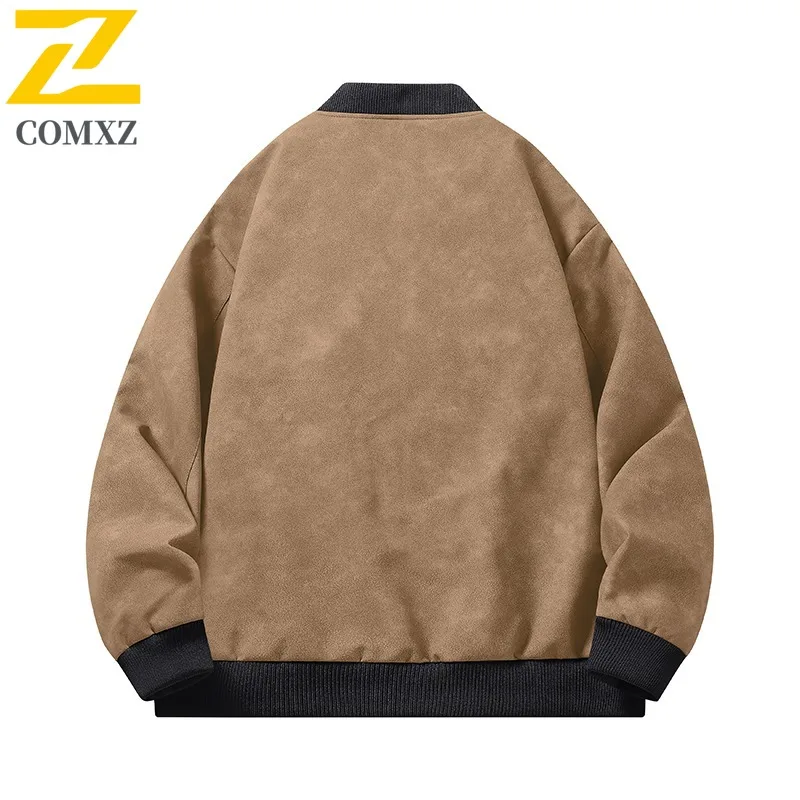 الرجال خمر الوقوف طوق بولي Leather سترة جلدية مقاوم للماء يندبروف النمط الأمريكي دراجة نارية معطف فضفاض الشارع الشهير صالح ربيع الخريف #5