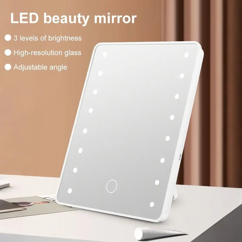 Intelligent Touch Makeup Mirror Dimmable Charging Table Makeup Mirror Foldable Clear Vanity Mirror Bathroom