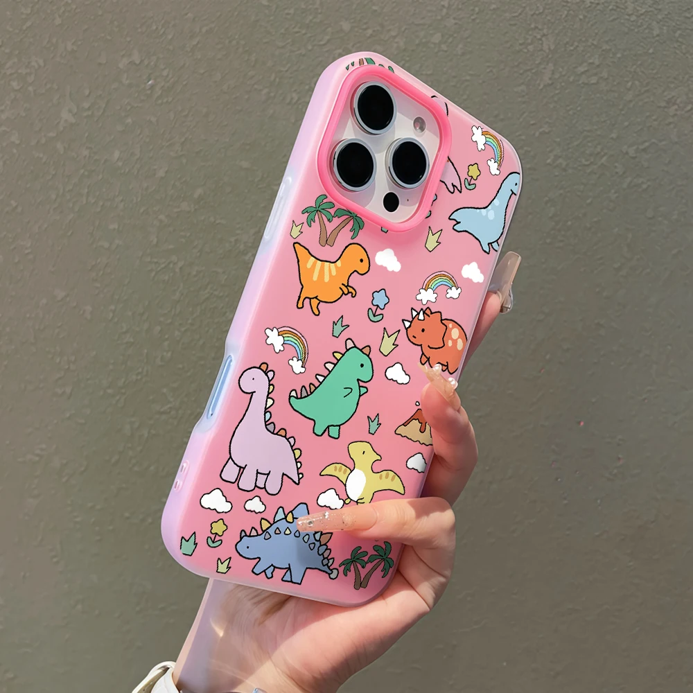 Cute Dinosaur Collage Candy Color Phone Case for Redmi Note 14 13 12 11 10 Pro Plus 4G 5G Redmi 14C 13C 15C Silicone Soft Cover view 2