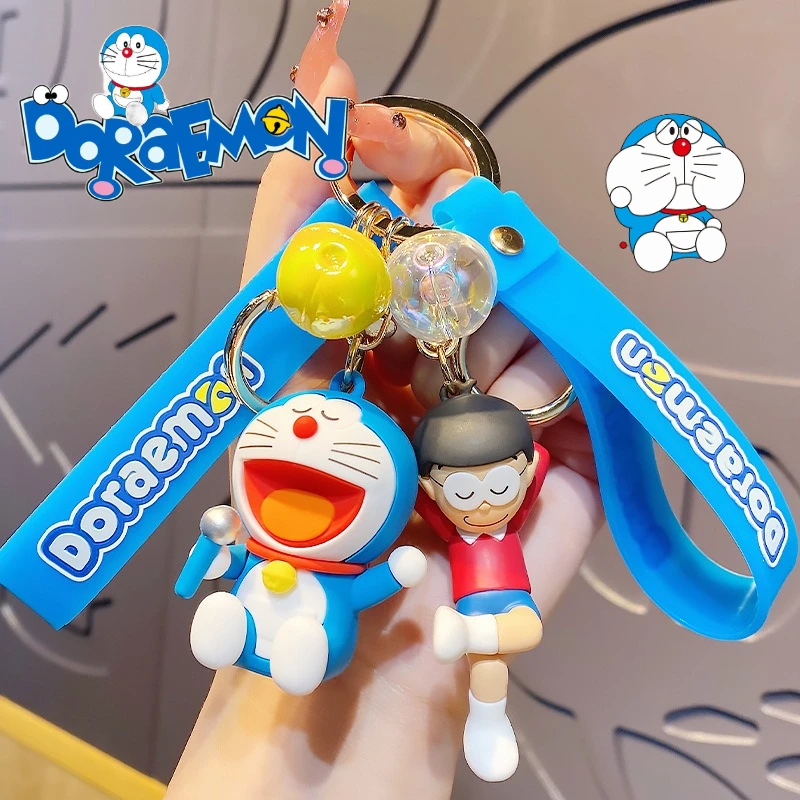 Doraemon Keychain Pendant Cartoon Tinkerbell Cat Schoolbag Charm Creative Car Key Ring Doraemon Nobita Keys Holder Keyring Gift