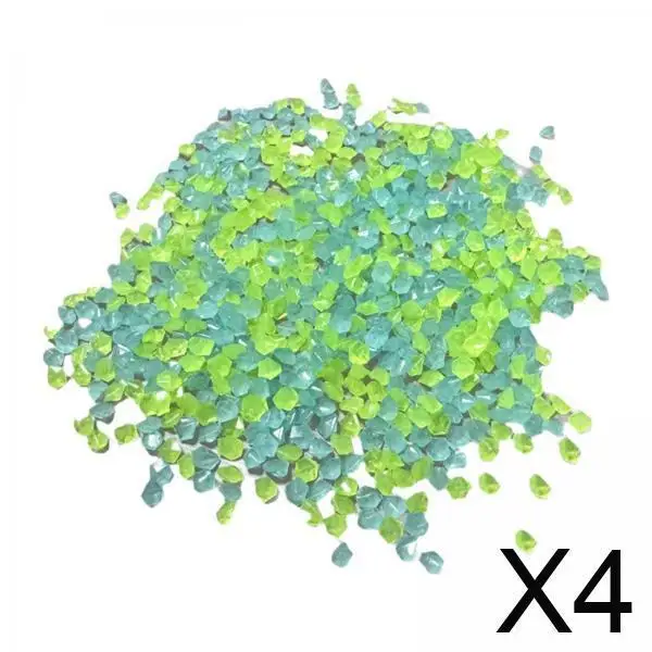4x 3-5mm Glow in A Dark Pebbles Sand DIY Craft Materials Decorative Accessory Multipurpose Blue Green Mixed for Plant Pots Decor