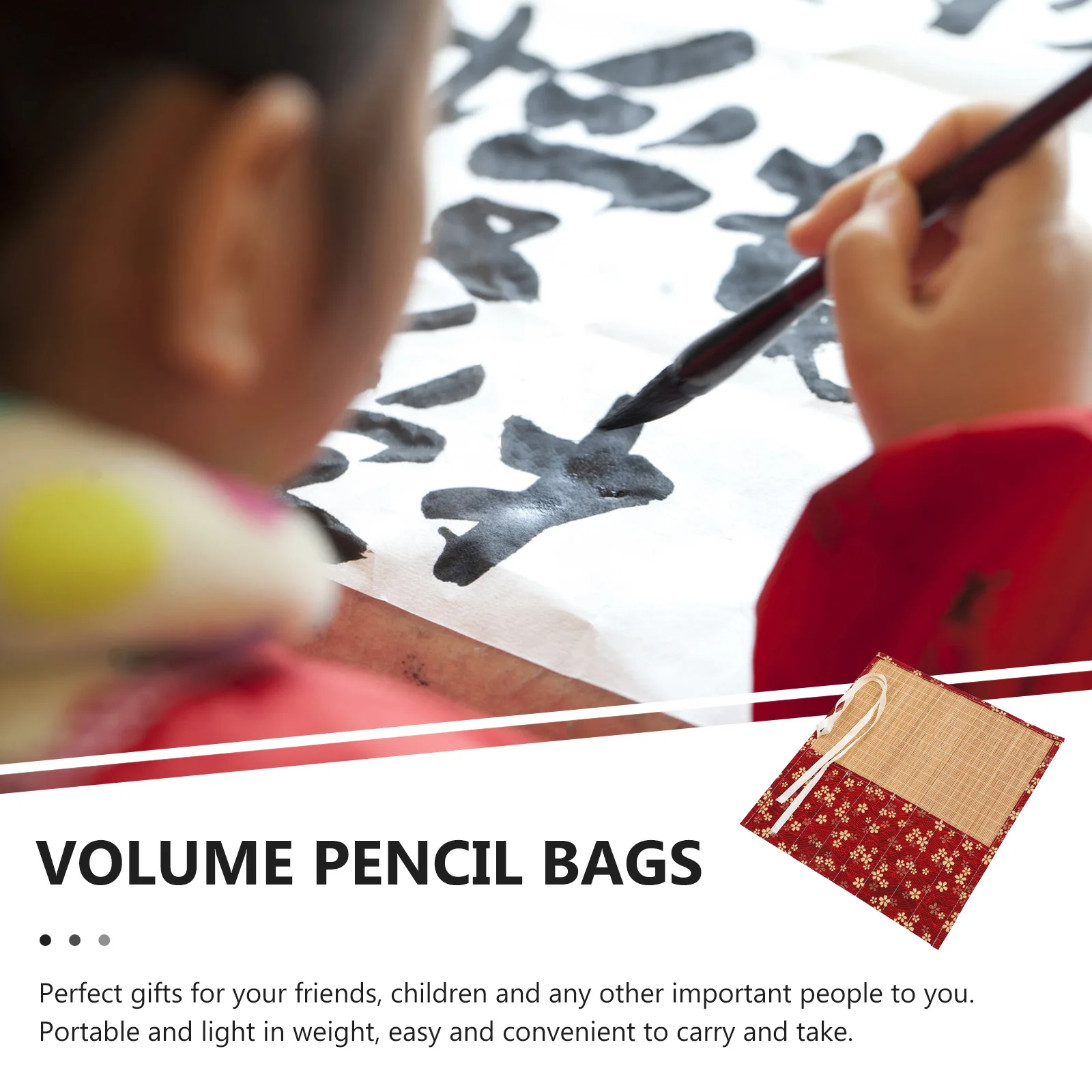 

Chinese Style Pencil Roll Bag Brush Pen Holder Storage Pouch Bamboo Design Portable Stationery Organizer For Art Supplies Pen