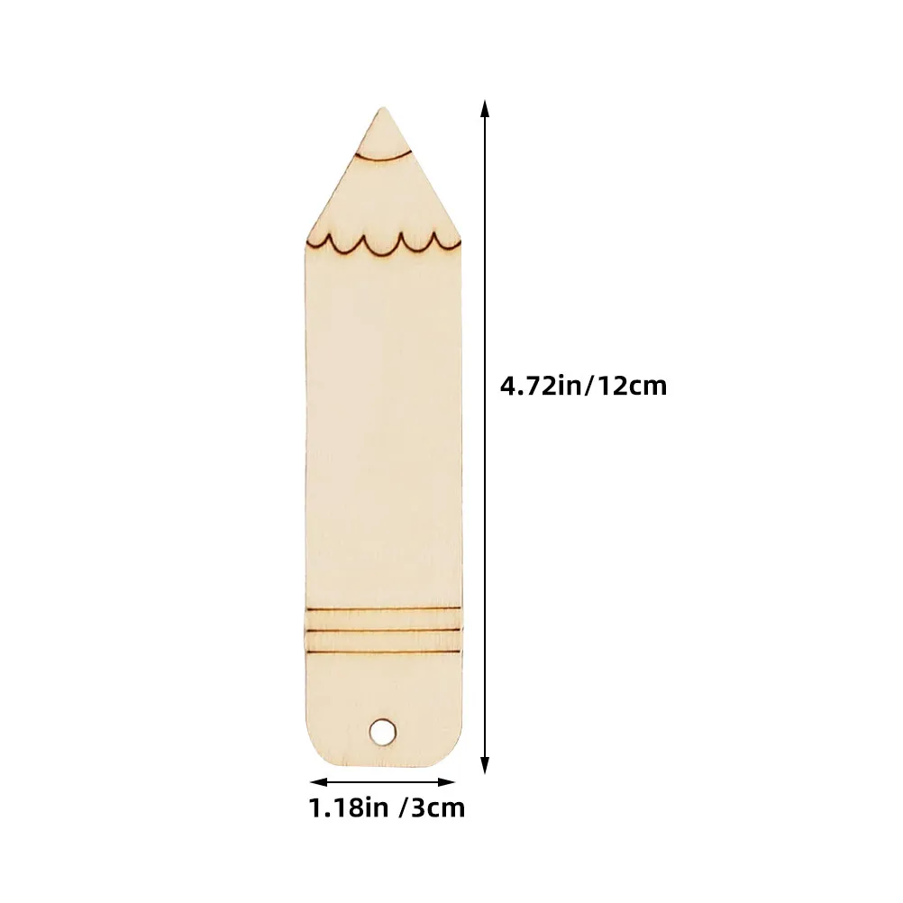 30Pcs Wood Bookmarks Pencil Shaped Blank DIY Wooden Tags Unpainted Wooden Bookmarks for Craft Decoration Creative DIY Gift