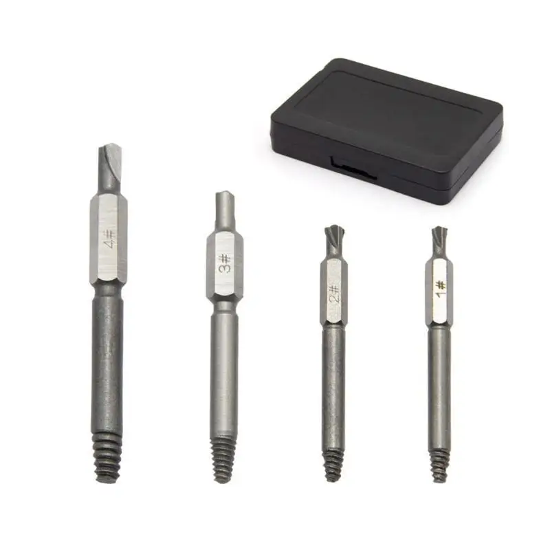 Y1UD 4 قطعة مقبض سداسي كسر مسمار لولبي الرأس أداة إزالة الصواميل الكهربائية عرافة المسمار أداة إزالة الصواميل مجموعة غطاء مفك