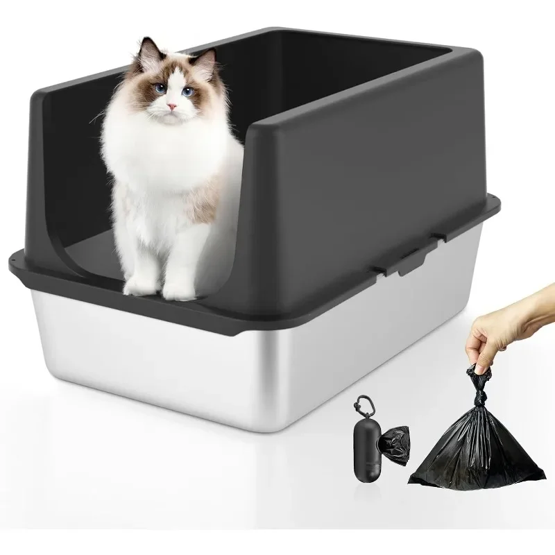

Stainless Steel Litter Box, Large Litter Box with Lid, Splash Proof, or Rusts, (23.5" L X 15.5" W X 14" H)