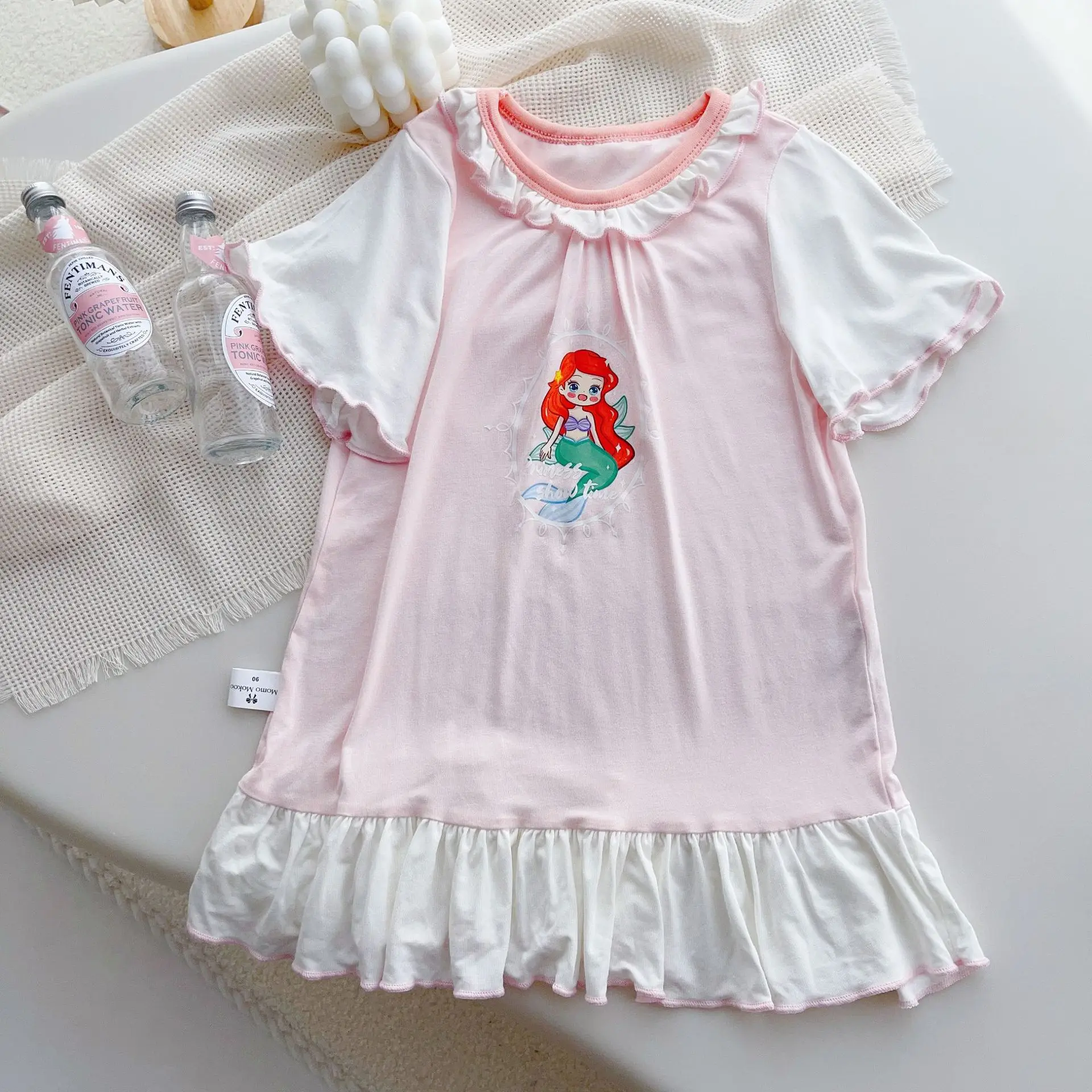 Roupa de pijama infantil, Vestido para meninas, Pijama para crianças, Colete de dormir, Roupa de dormir para mãe