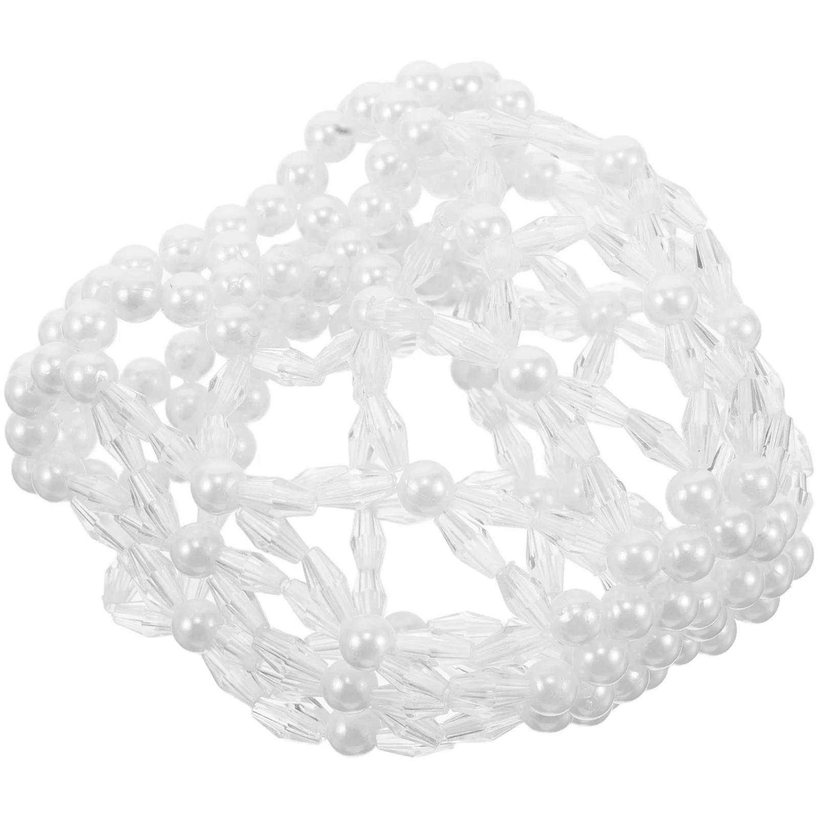 

Handmade Pearl Crochet Elastic Hair Net Dance Hair Snood Bun Cover Accessories for Women Crochet Bands Pearl Accessories