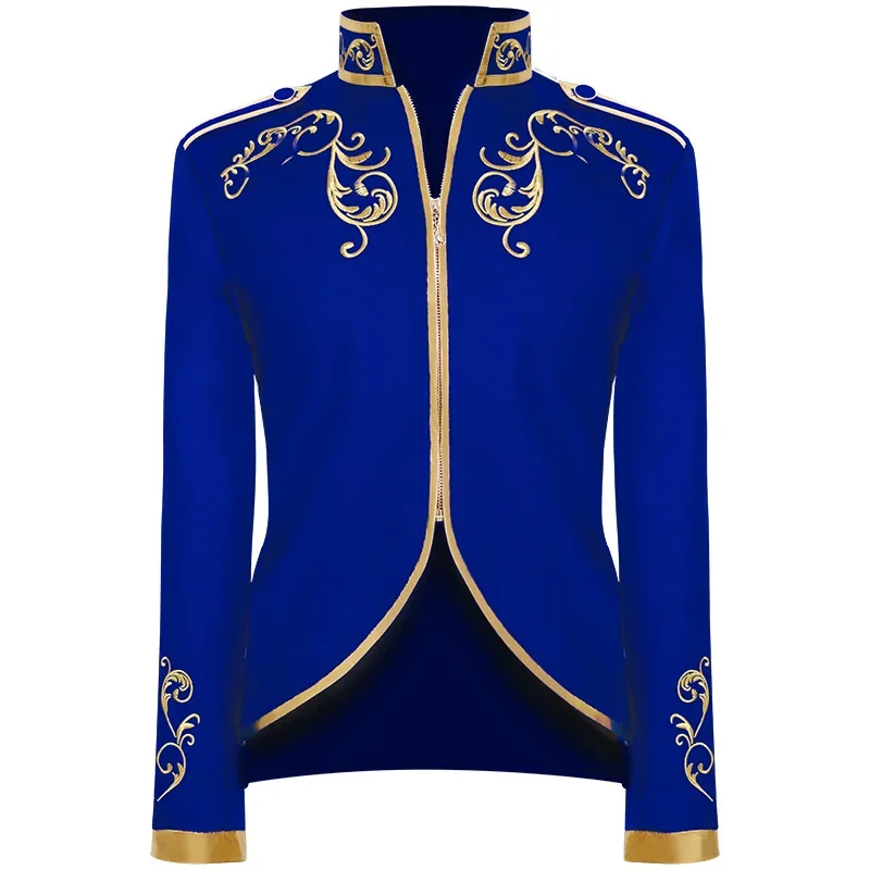 Medieval Men Blazers victorian Custome Golden Embroidery King Prince Renaissance Cosplay Jacke Long Sleeve Party Outwear Coat