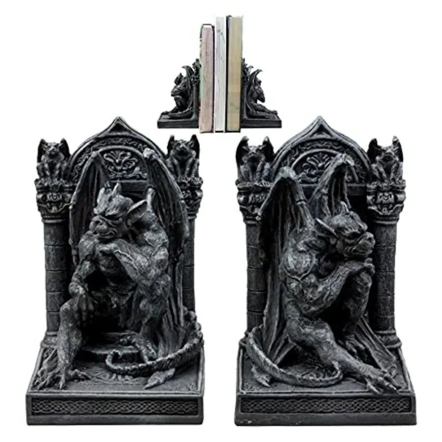 

Ebros Gothic Sculptural The Thinker Gargoyle Bookends Figurine Set 6.25" H Medieval Le Penseur Resin Sculpture Gargoyles Statue