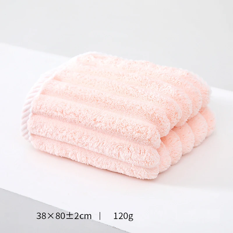 38x80cm Soft Thickened Striped Coral Fleece Face Towel Hand Towel Face Bath  Strong Water Absorption Bathroom Towel