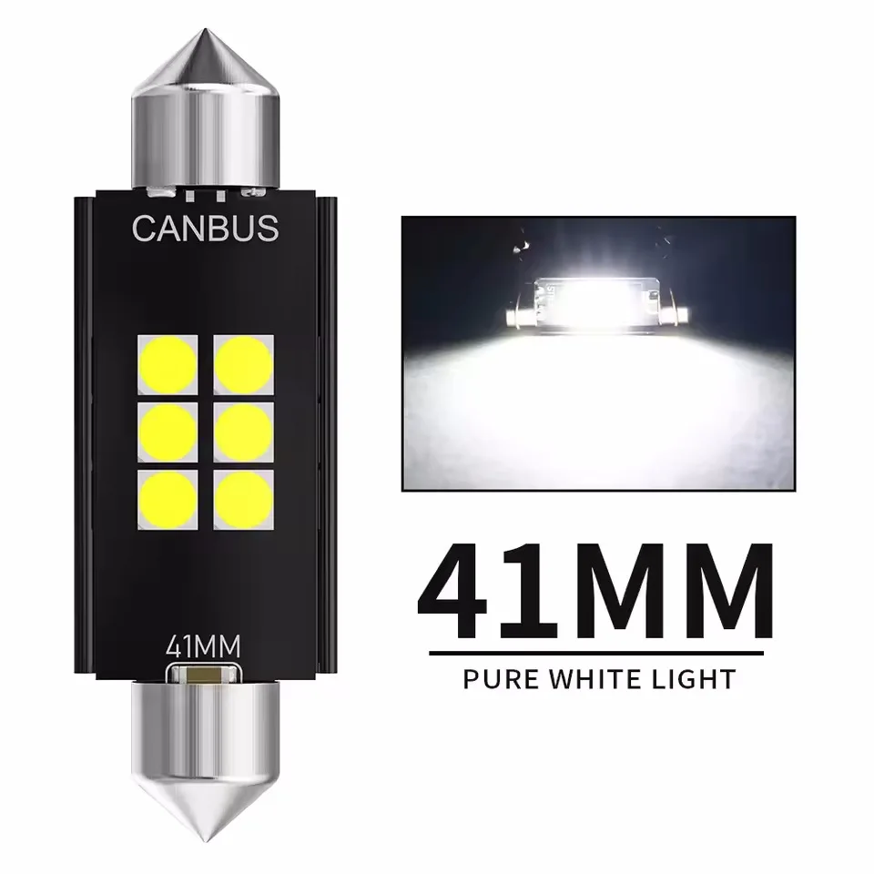 2 шт. C5W светодиодная лампа CANBUS Festoon 31 мм 36 мм 39 мм 41 мм 12 В 24 В 6SMD 6500K белая внутренняя купольная подсветка номерного знака автомобиля