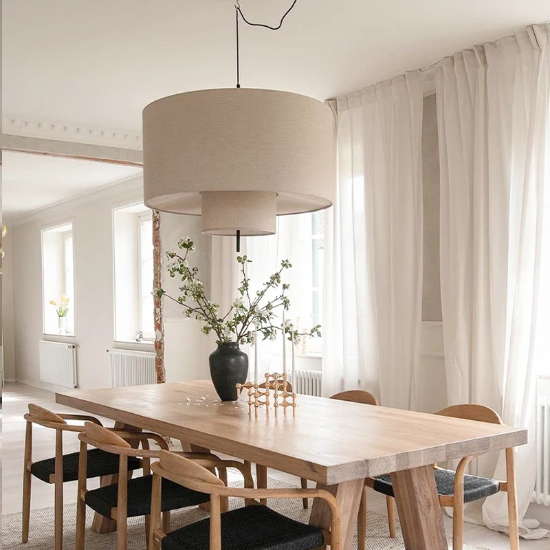 Minimalist Wabi Sabi Fabric Chandelier Living Dining Room Bar Bedroom Led Pendant Lights Restaurant Hanging Lamp Fixture