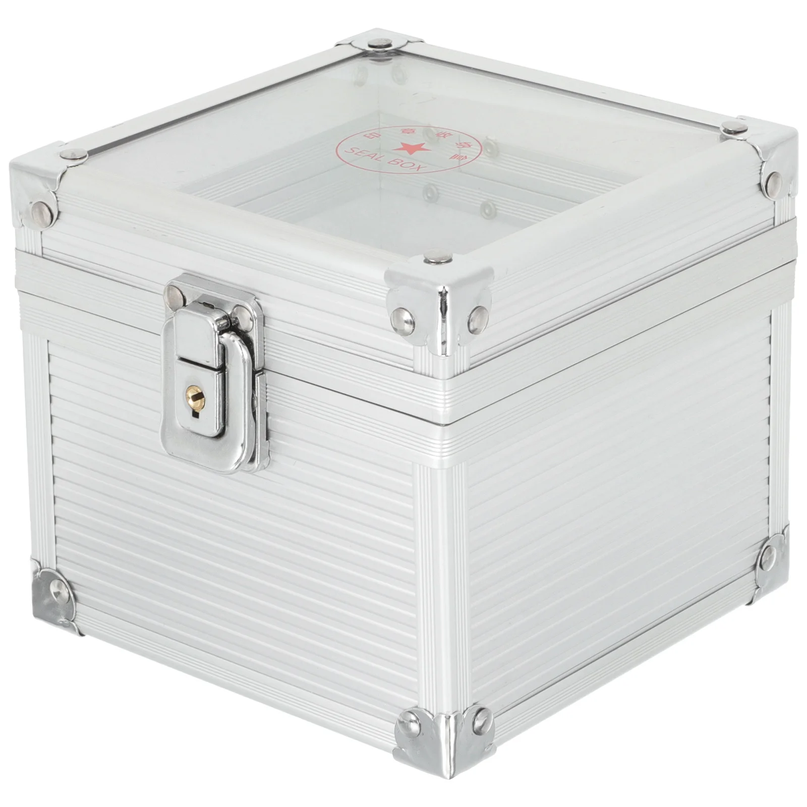 

Aluminum Alloy Seal Storage Box 4 Compartment With Lock Portable Office Stamper Holder Financial Stamp Container Case For