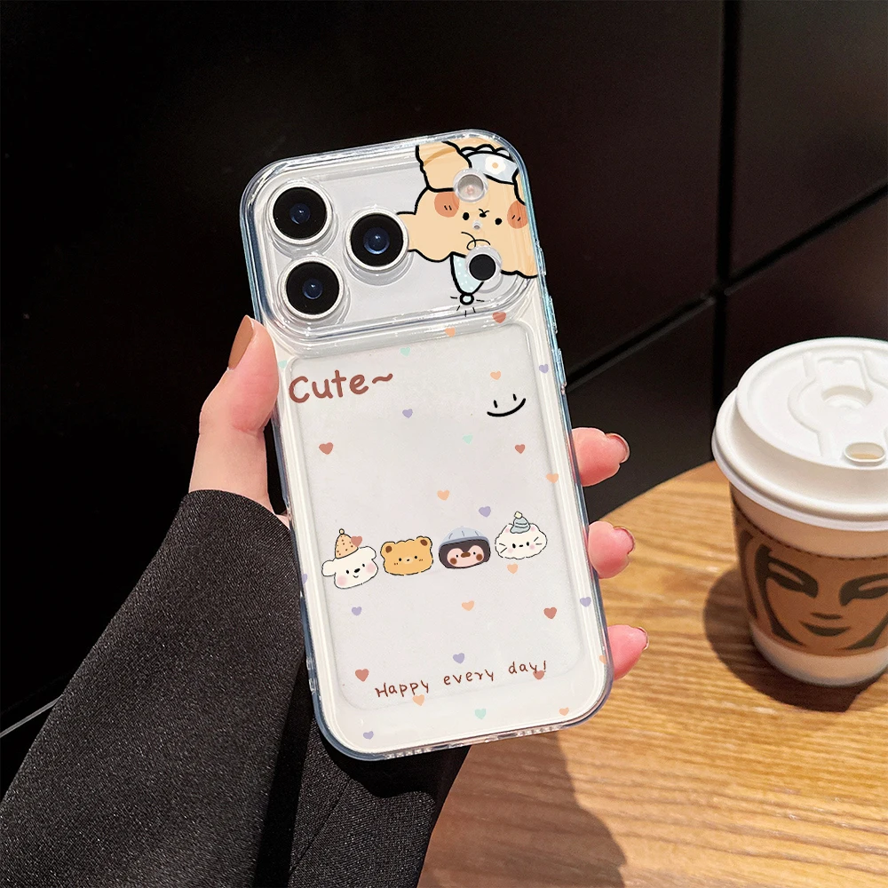 Teddy Bear Smiley Clear Phone Case For Xiaomi Redmi Note 14 Pro 13 12 Note 11 10 Pro + 13C 5G 4G Soft Shockproof TPU Cover