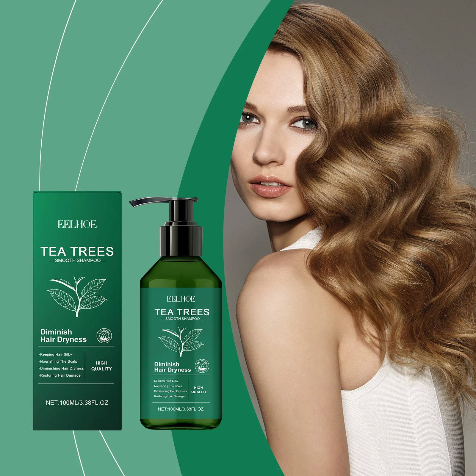 Champú Tea Tree: un champú de limpieza suave para fortalecer el cabello, suavizar y reparar el cabello seco y rizado y controlar el aceite