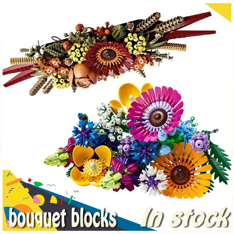 

Moc 10313 Fomantic Flower Bouquet Rose Orchid Building Block Bricks Toys DIY Potted Illustration Holiday For Girlfriend Gifts