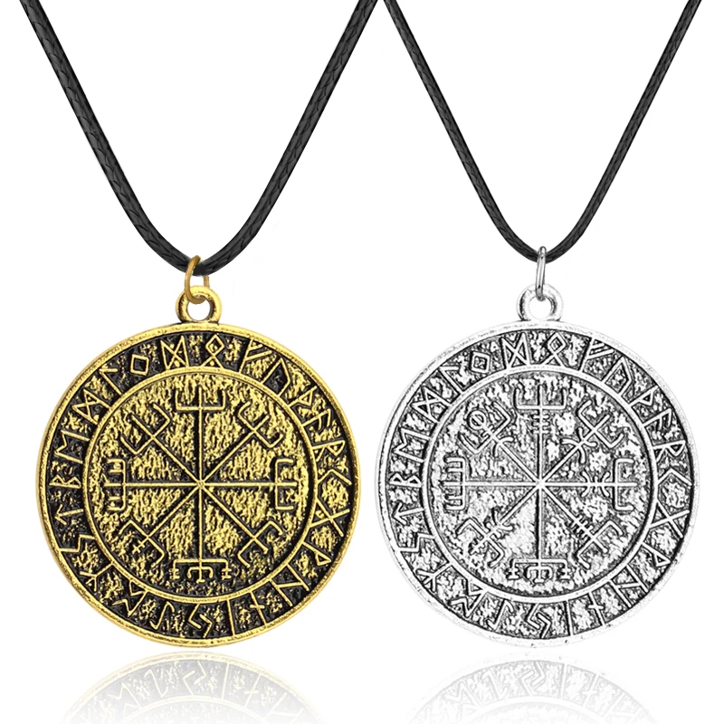 Men Necklace Viking Odin Symbol Rune Amulet Ally Chain Compass Pendant Fashion Paper Plane Punk Necklaces Thanksgiving Gift