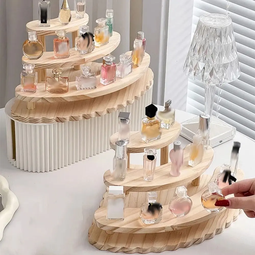 Creative Wooden Display Riser Stand DIY 3 Tier Cupcake Display Cabinet Quadrant Space Saving Figurine Display Shelf