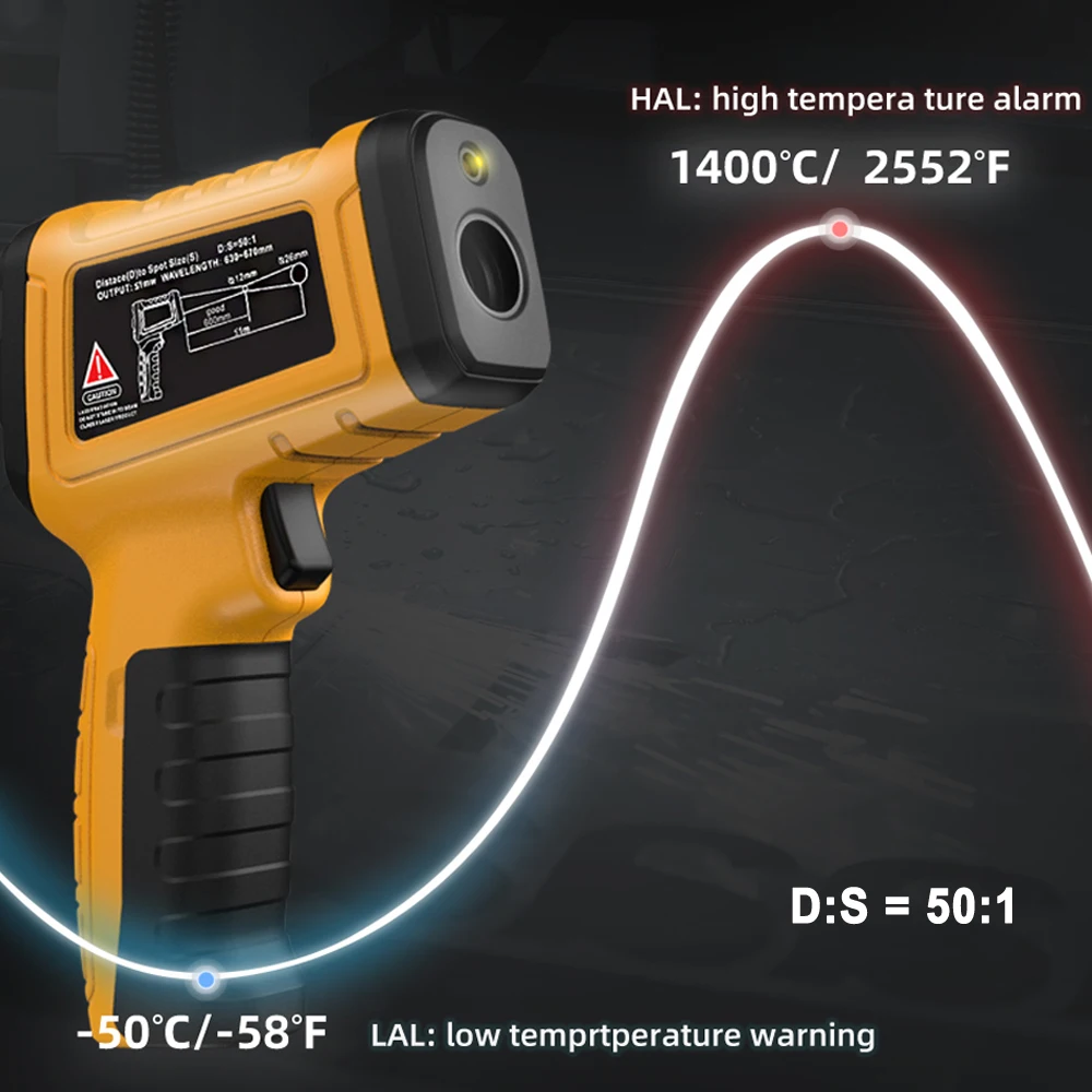 

BSIDE Non-contact Laser Thermometers Pyrometer -50~1400C Infrared Thermometer Professional 50:1 Digital IR-LCD Temperature Meter