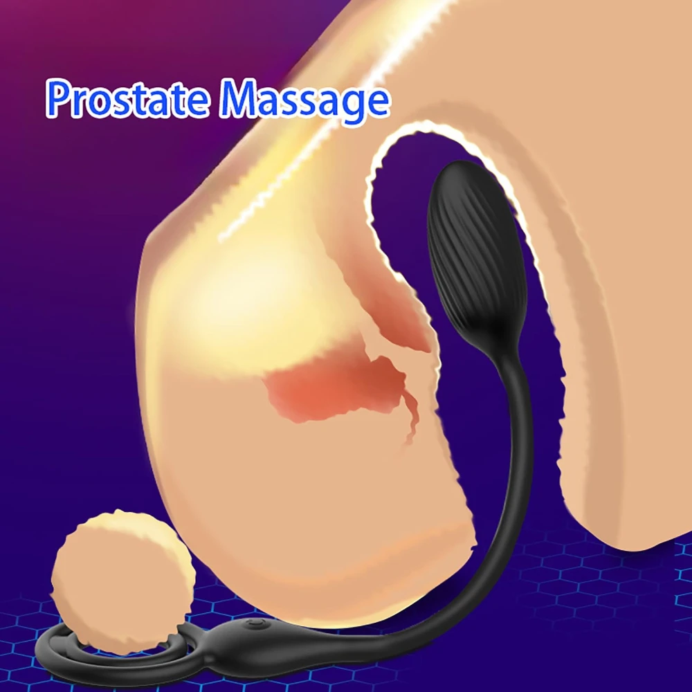 Double Cock Rings Prostate Massager Anal Vibrator with Remote Control 10 Vibration Modes Butt Plug Adult Sex Toy for Men And Wom 3