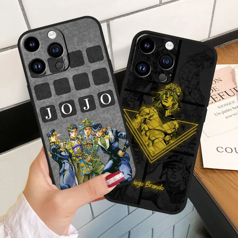 Anime JoJo Cool For Apple iPhone 15 14 13 12 Mini 11 XS XR X 8 7 Pro Max Plus Soft Silicone Black Phone Case image 4
