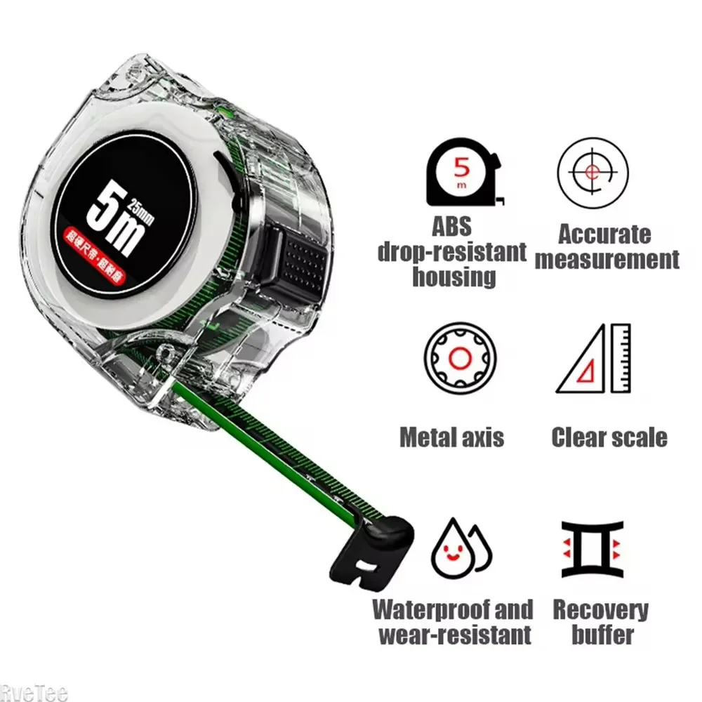 Imagem -04 - Fita Métrica Retrátil Fita de Travamento Automático Ferramenta Imperial Brilha no Escuro Marca Dupla Face Presentes m m 75 m 10m