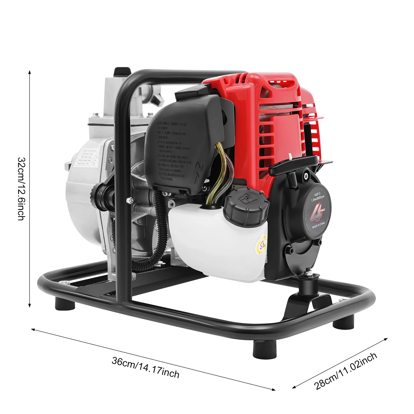 Bymaocar 4-stroke Powered Water Pump 38CC 1.2KW Self-Priming Water Pump with Air Filter for Irrigation Landscaping