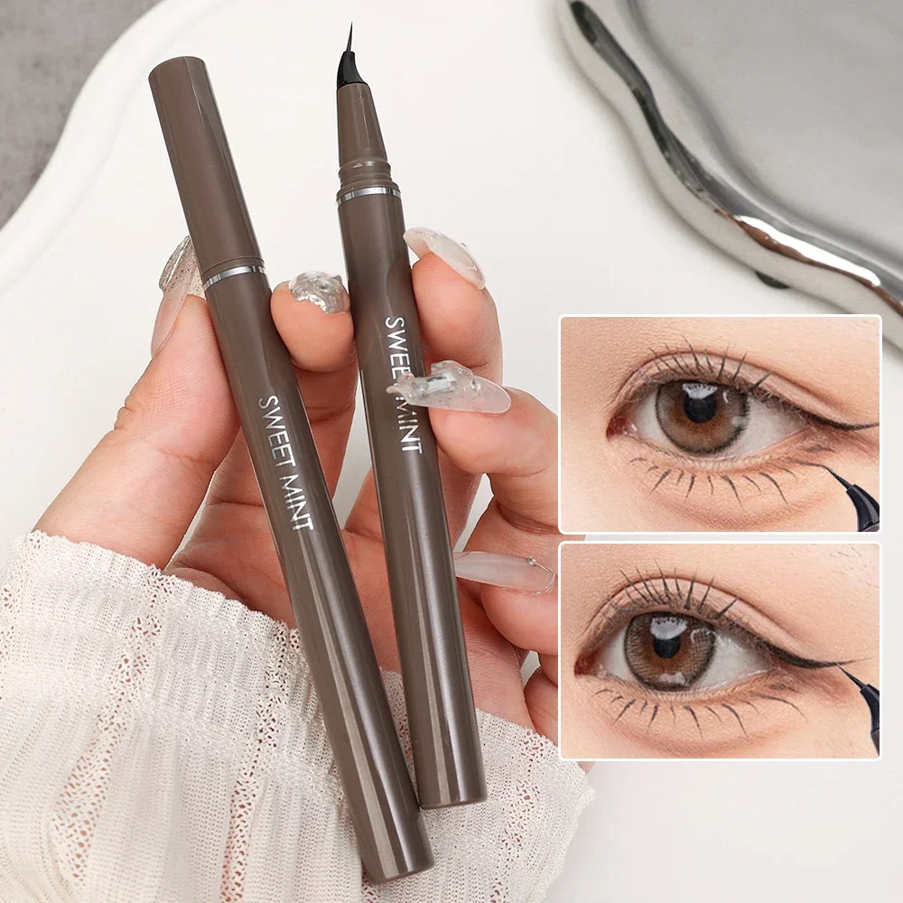 Ultra Fijne Schuine Hoofd Eyeliner Potlood Matte Sneldrogende Eyeliner Waterdichte Niet Bloeiende Onderste Wimpers Ogen Make-Up