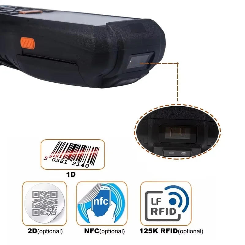 IP65 Rugged Industrial Use Built-in Thermal Printer Label Scanner PDA With NFC RFID Reader All in One Android OS