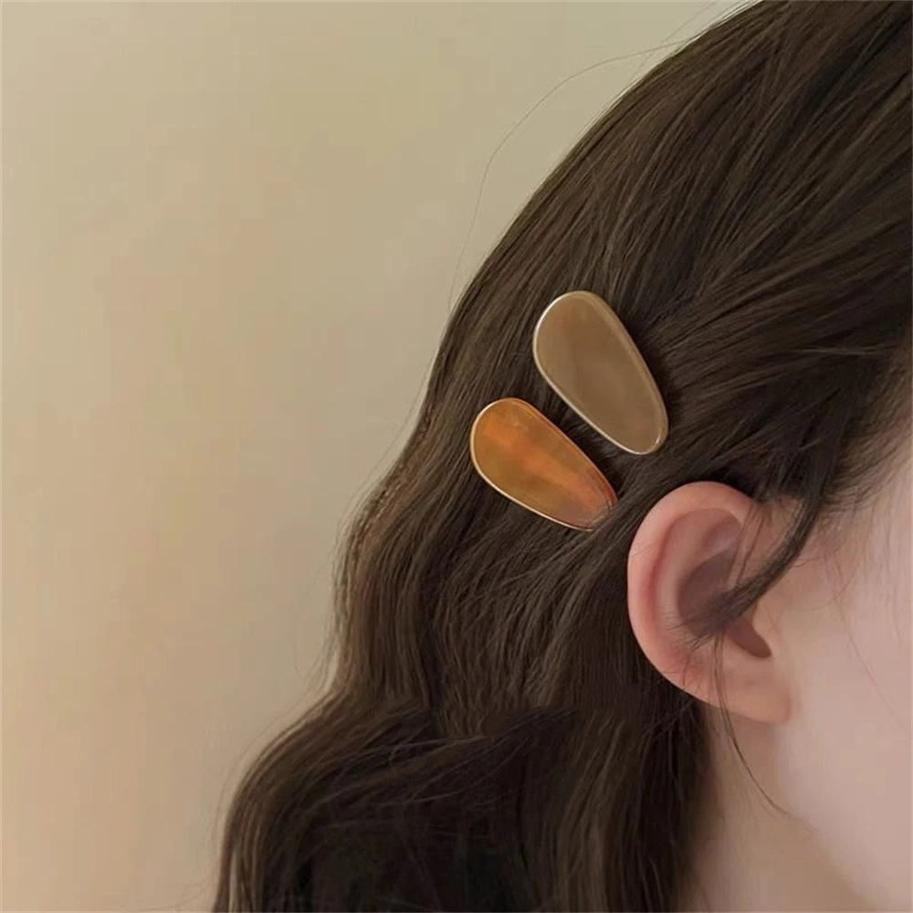 2Pcs/Set Mini Acetate Hair Clips Vintage Water Drop Side Grip For Women Girl Make Up Bangs Barrettes BB Hair Pins Headwear