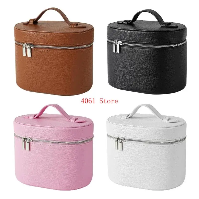 

Leather Makeup Bag,Portable Travel Cosmetic Bags,Multipurpose Toiletry Bag with Zipper Waterproof Cosmetic