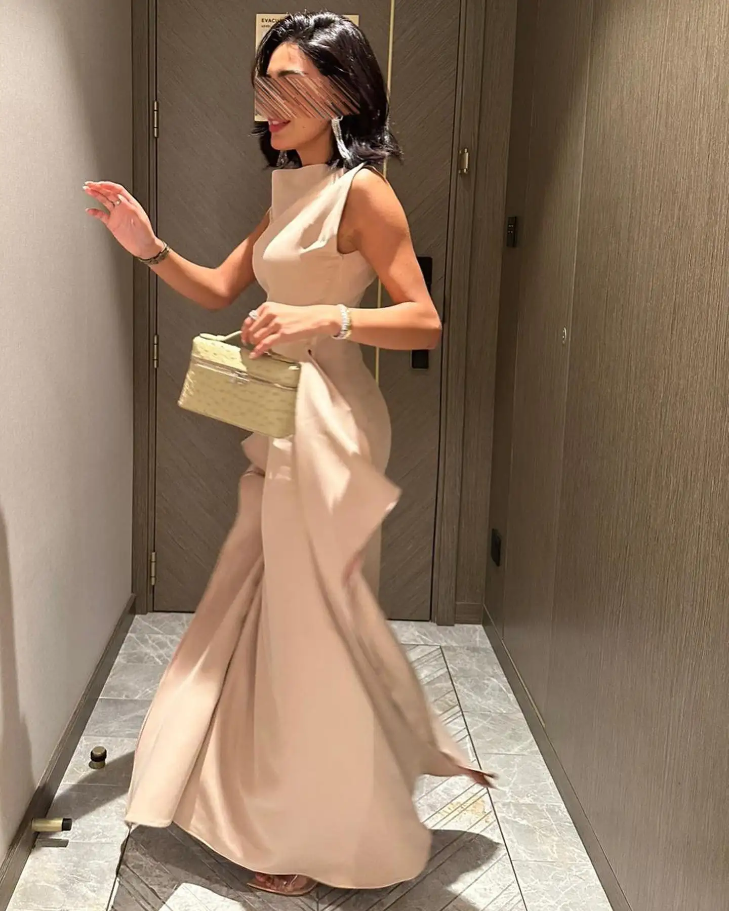 Customized Exquisite Jersey Evening Dress Classic Boat Neck Sleeveless Prom Gowns Elegant Mermaid Floor Length Party Dresses