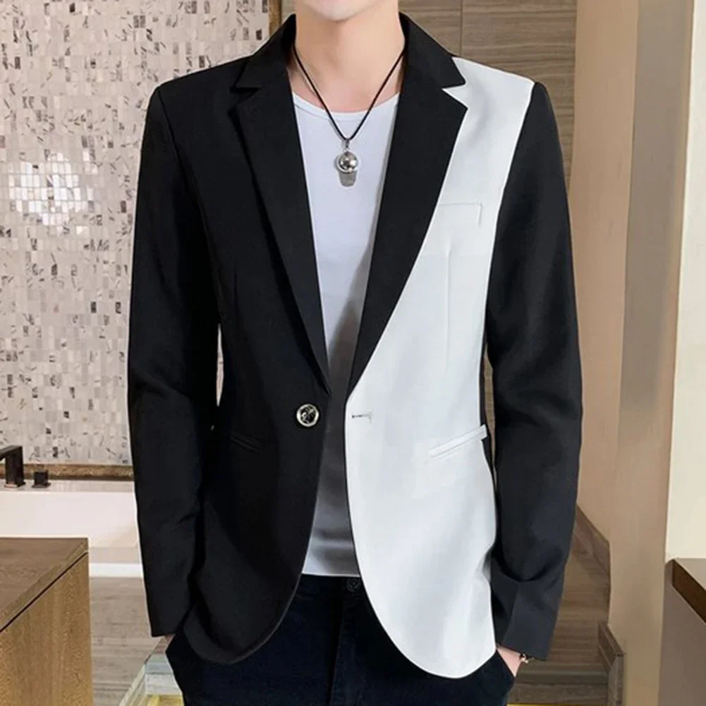 Men Casual Blazer Fashion Jacket Matching Suit Gentleman Singles Club Tops Slim Fit  Tops Streetwear