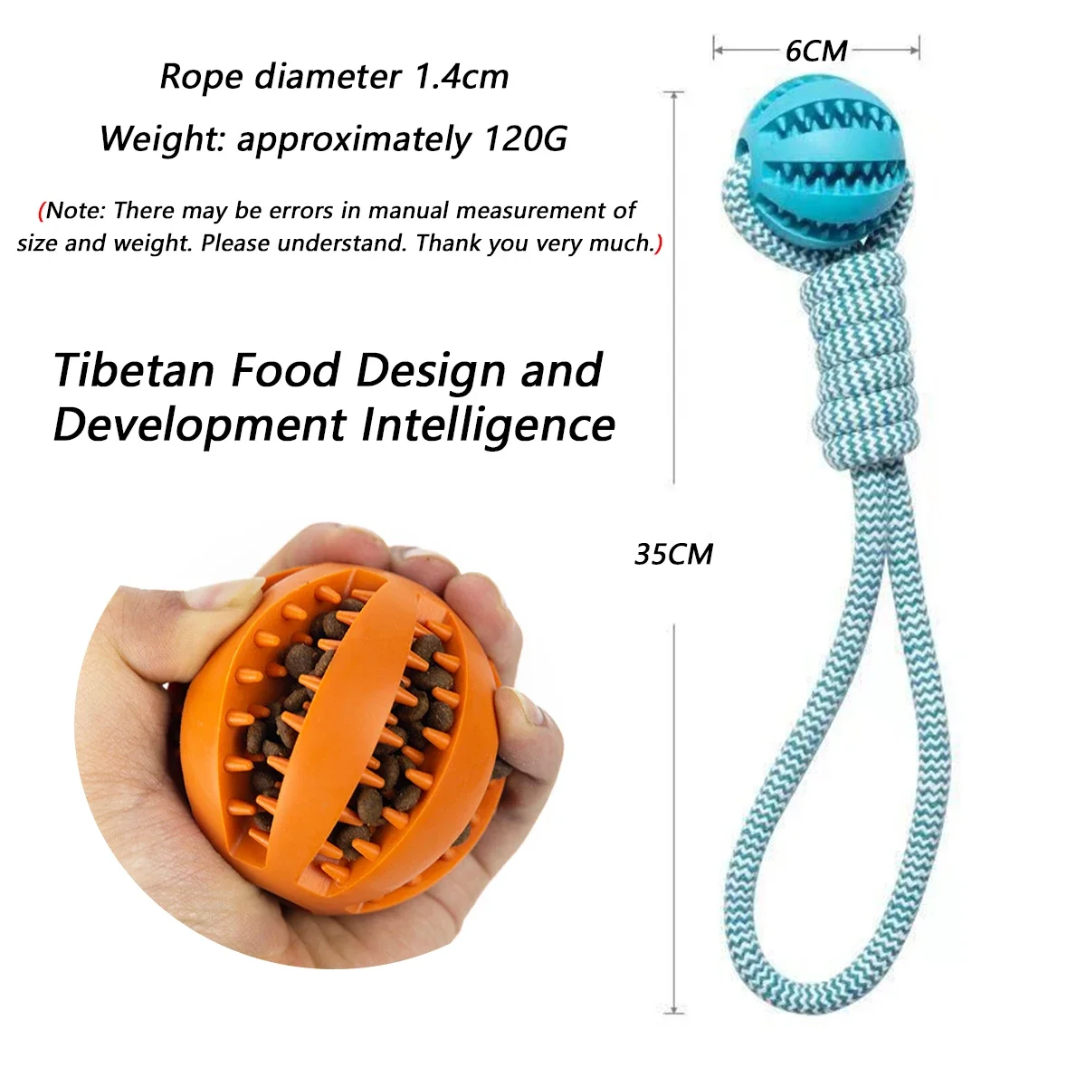 Dog Toys Balls Interactive Treat Rope Rubber Leaking Balls for Small Medium Dogs Chewing Bite Resistant Pet Tooth Cleaning