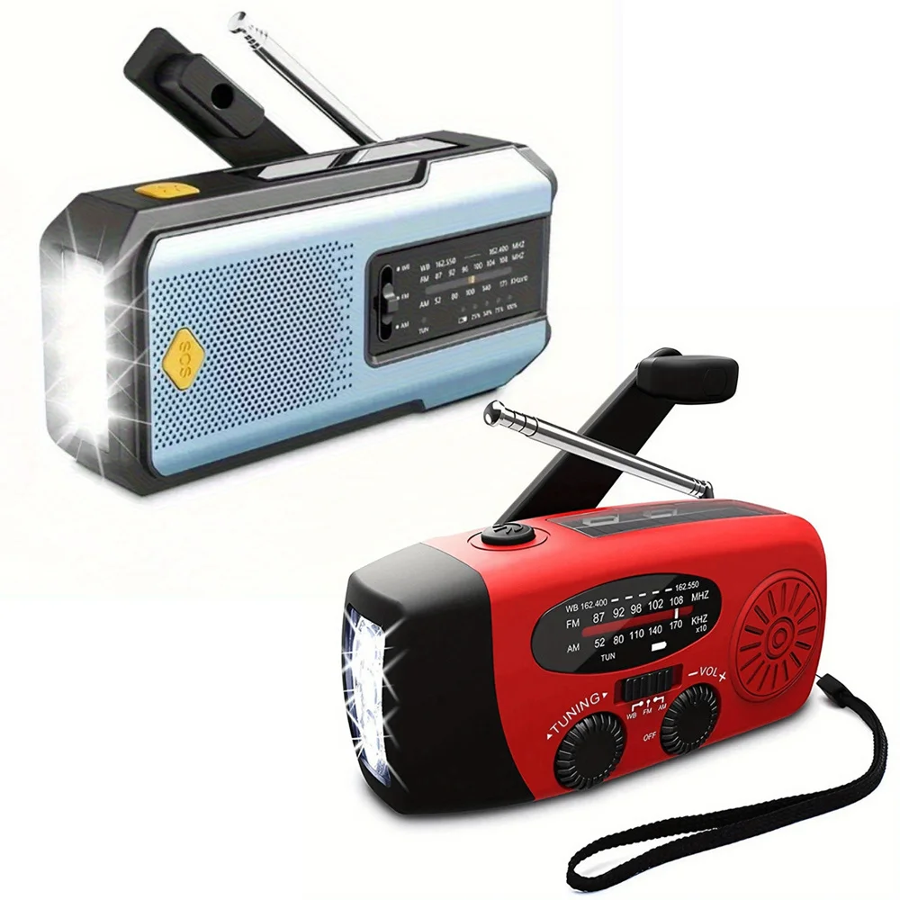 

Emergency Multifunctional Radio - Solar/Crank Powered, FM/AM/NOAA, Global Receiver, LED Light, Reading Lamp, SOS, Power Bank, 2000mAh-10000mAh, for Outdoor, Travel, Camping, Home.
