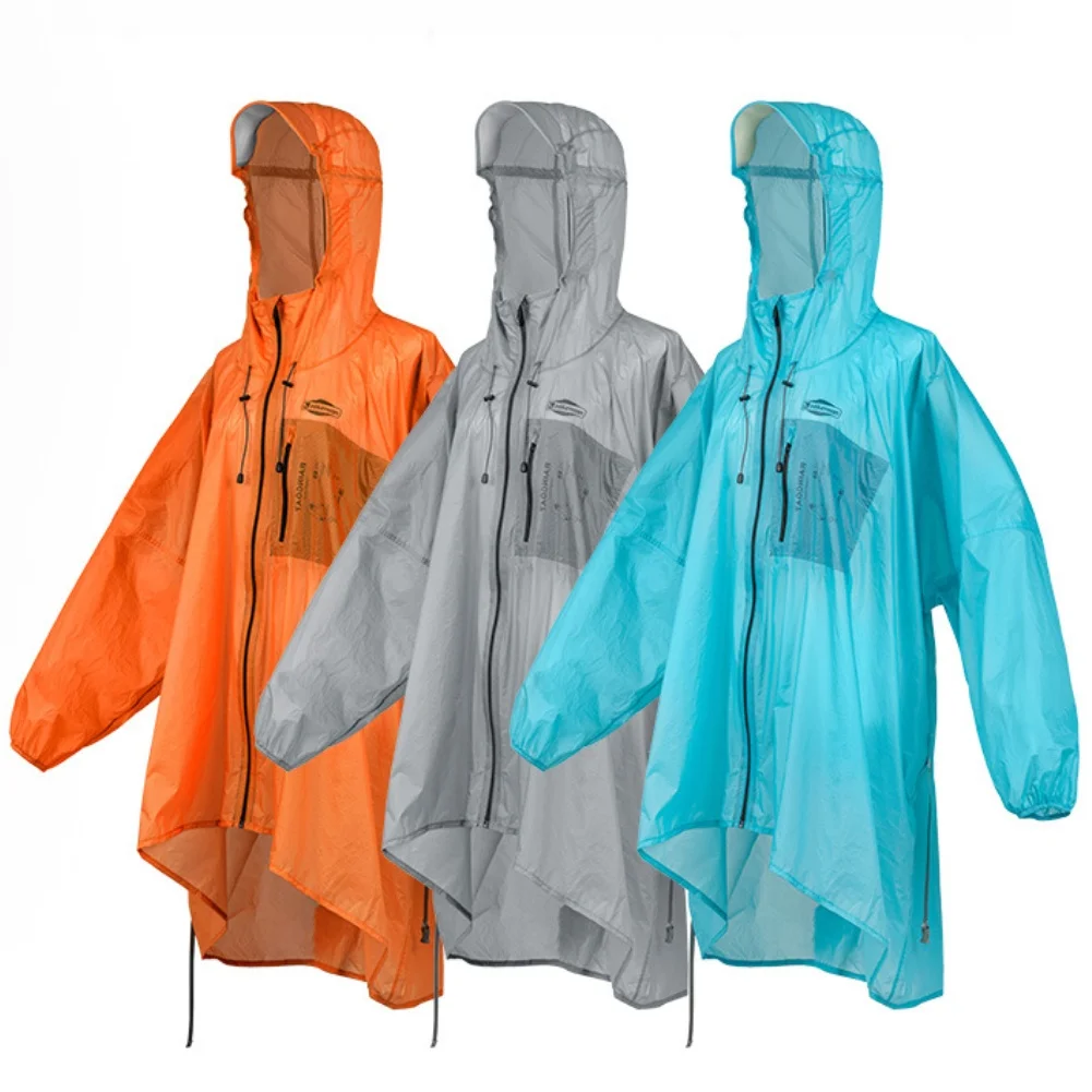 PU5000 15D Silicone Coated Nylon Raincoat For Hiking Camping For Storm Waterproof Elastic Cuffs 3D Adjustable Hood Outdoor Tool