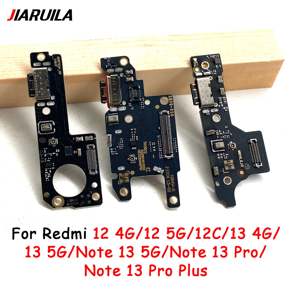 10Pcs，USB Charge Port Jack Dock Connector Charging Board Flex For Xiaomi Redmi 12C Note 12 4G 13 Pro Plus 5G 12s Fast charging