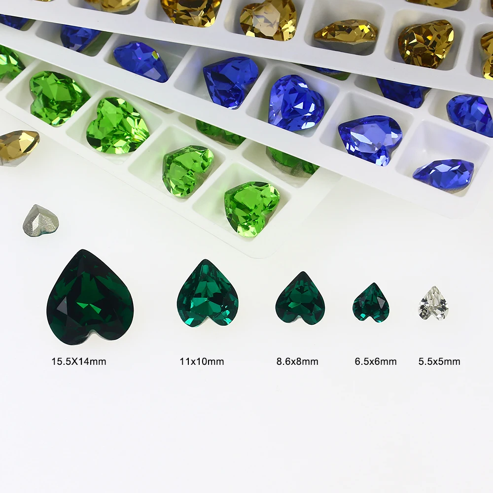 DongZhou Heart Shape K9 Crystal Fancy Stone Pointed Back Rhinestones Glue On Beads Glass Loose Diamond For Jewelry Making DIY