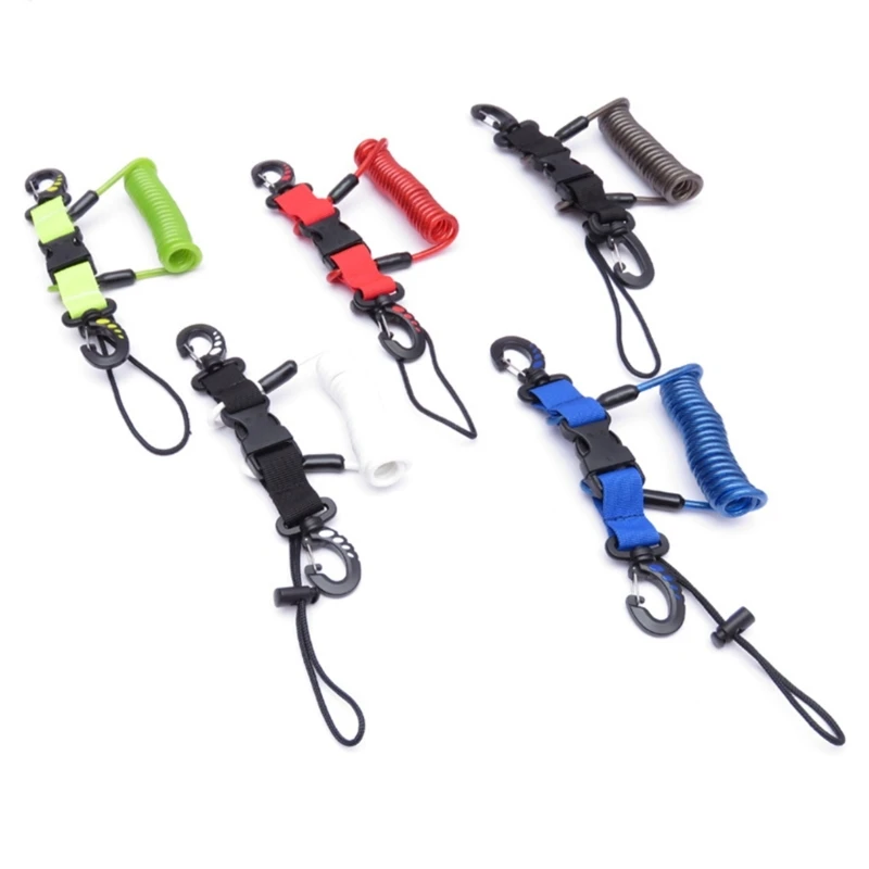 Scubas Diving Camera Anti-Lost Lanyard Strap Coiled Loss-Proof Spring Rope with Clip Quick Release Buckle for Underwater