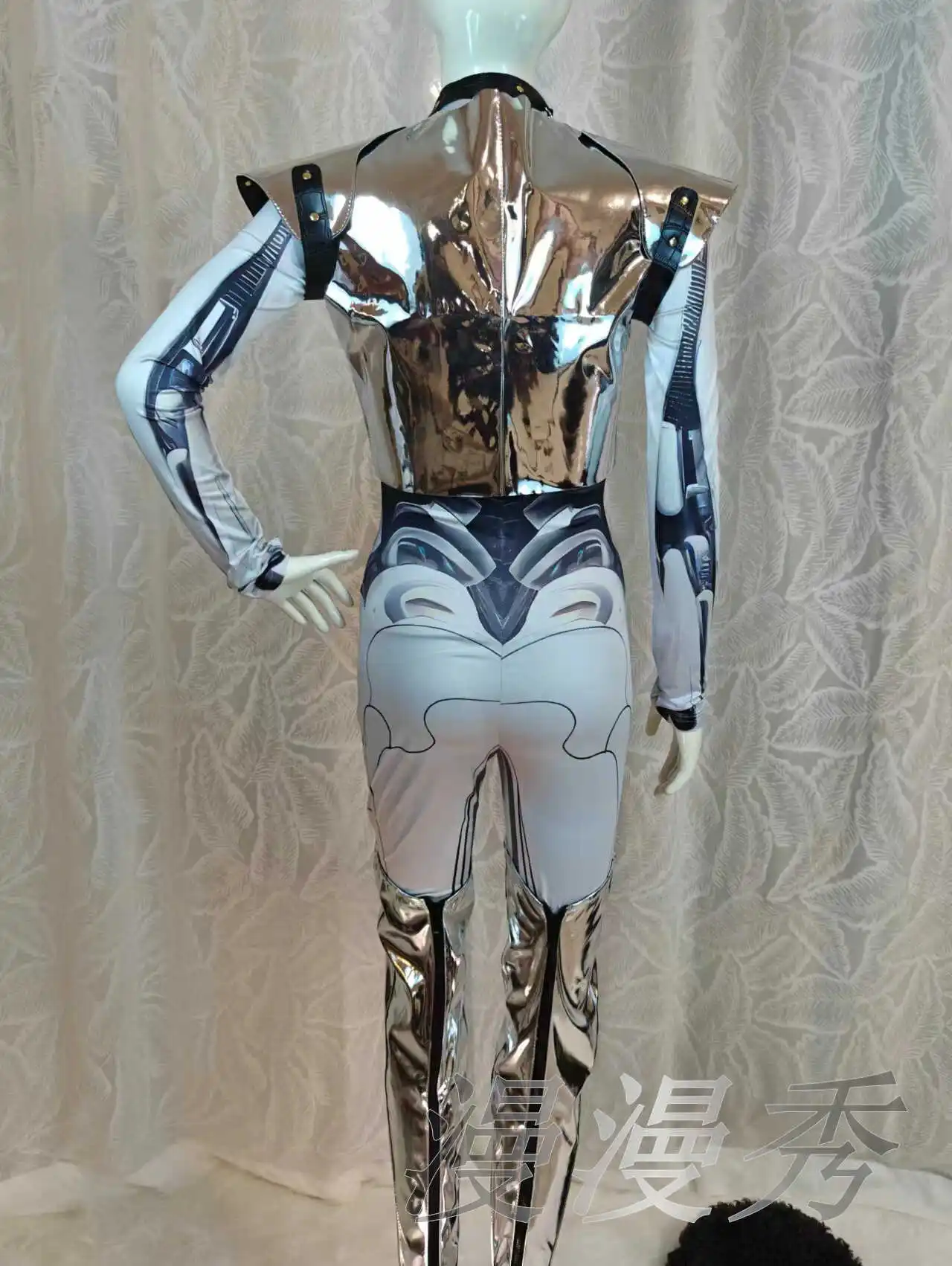 Silvery Gogo Dance Clothing Drag Queen Outfit Festival Party Costume Bar Nightclub Wear Interstellar Female Warrior Suit