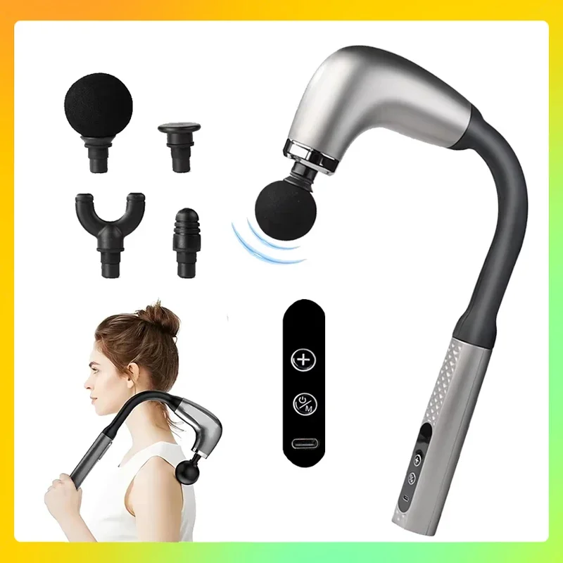 

Extended Handle Fascia Gun for Upper Lower Back Muscle Relaxation Self-Assist Massage Deeper Tissue Percussion Therapy Elbow